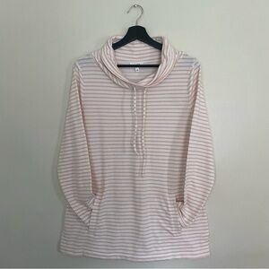 Haven From Within Striped Hoodie – Medium, Pink & White